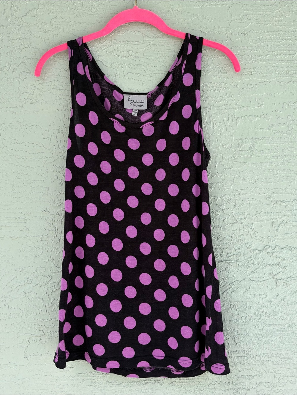 Lynn Ritchie Silver Polka Dot Tank — Black & Purple Sz M